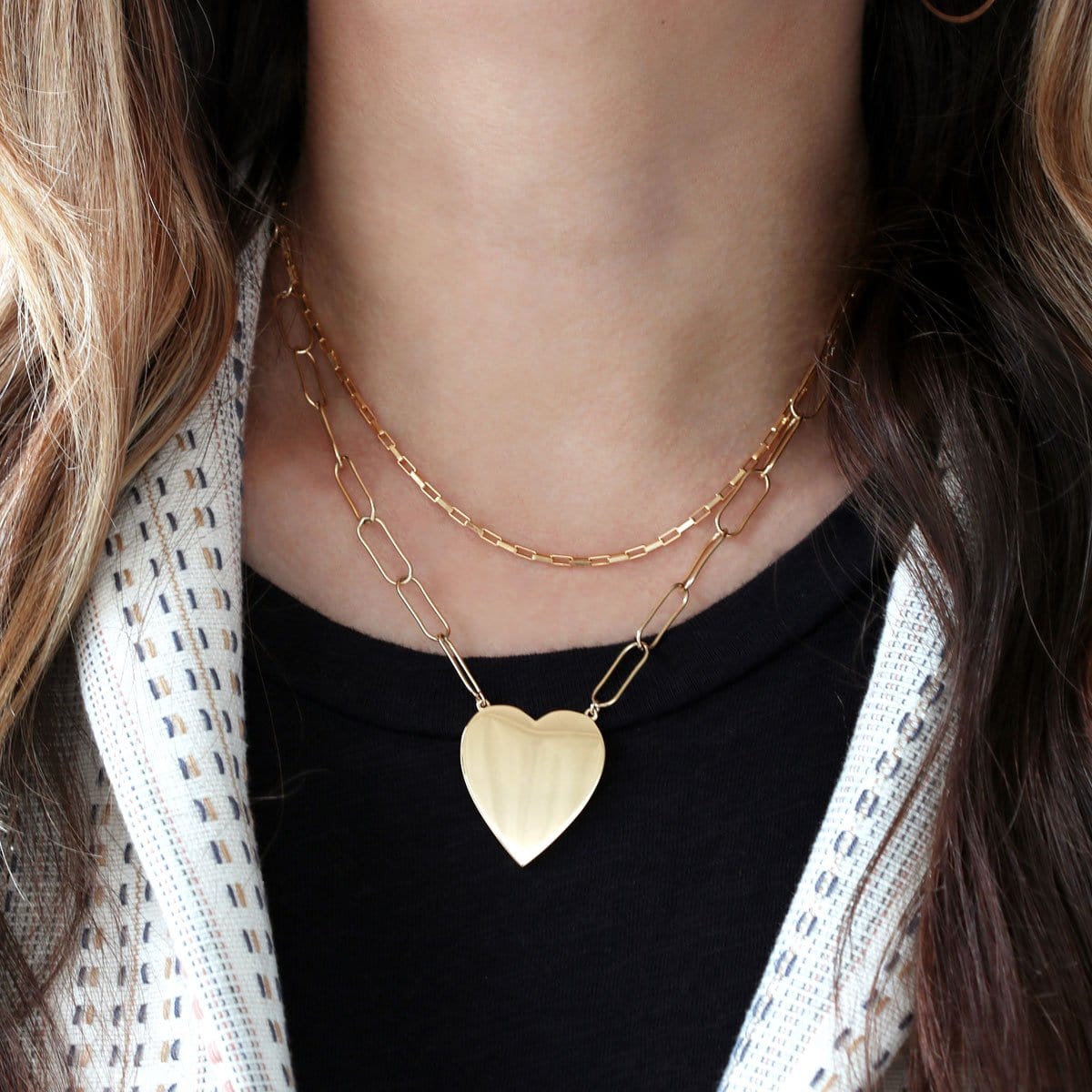 Large Heart Pendant on Large Link Chain