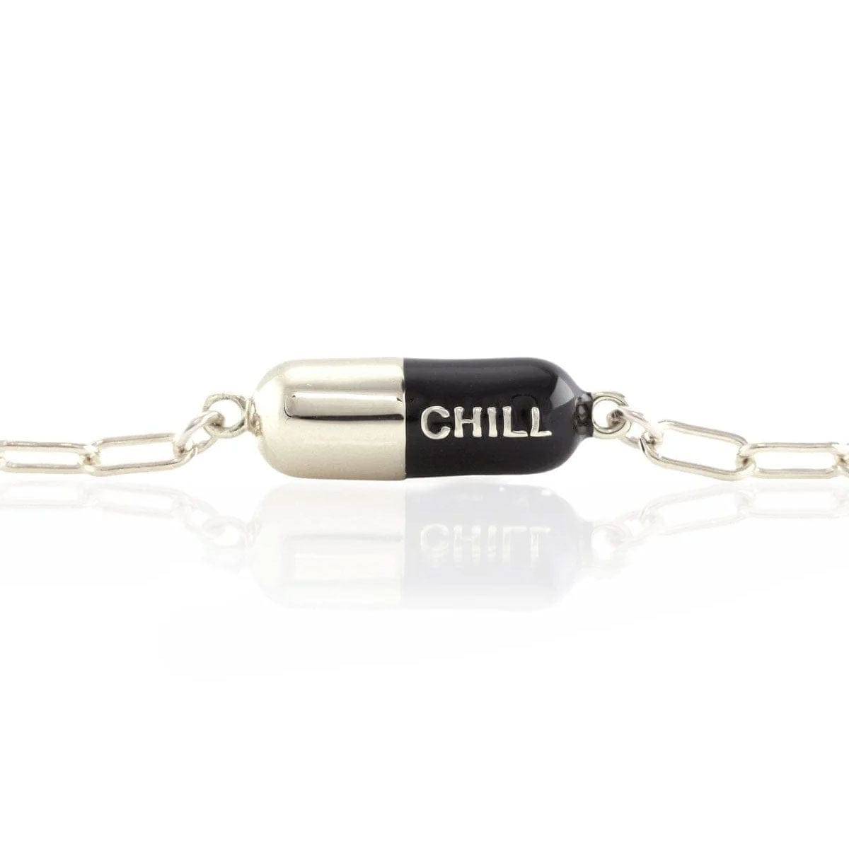 Black Chill Pill Bracelet in sterling silver