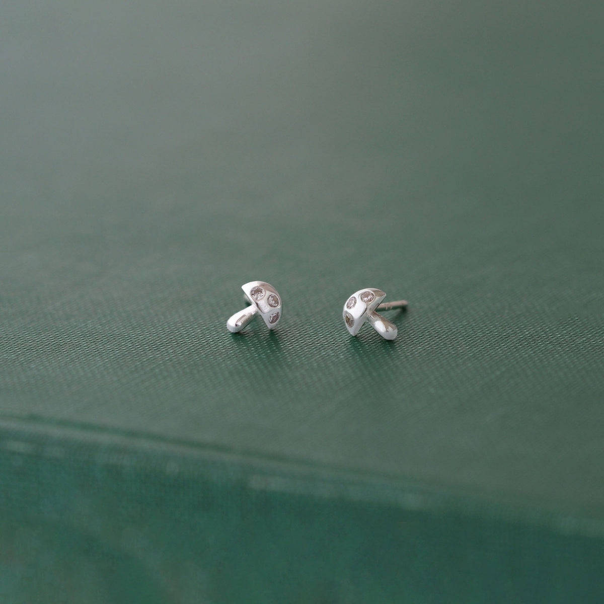 Mushroom Crystal Stud Earrings