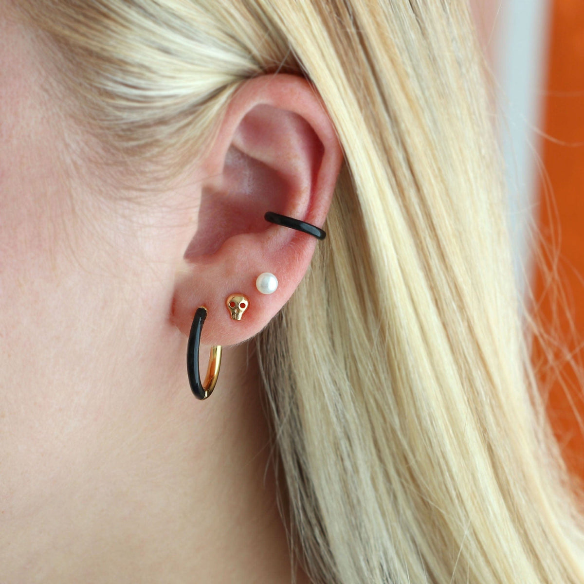 Gilded Enamel Hoop Earrings