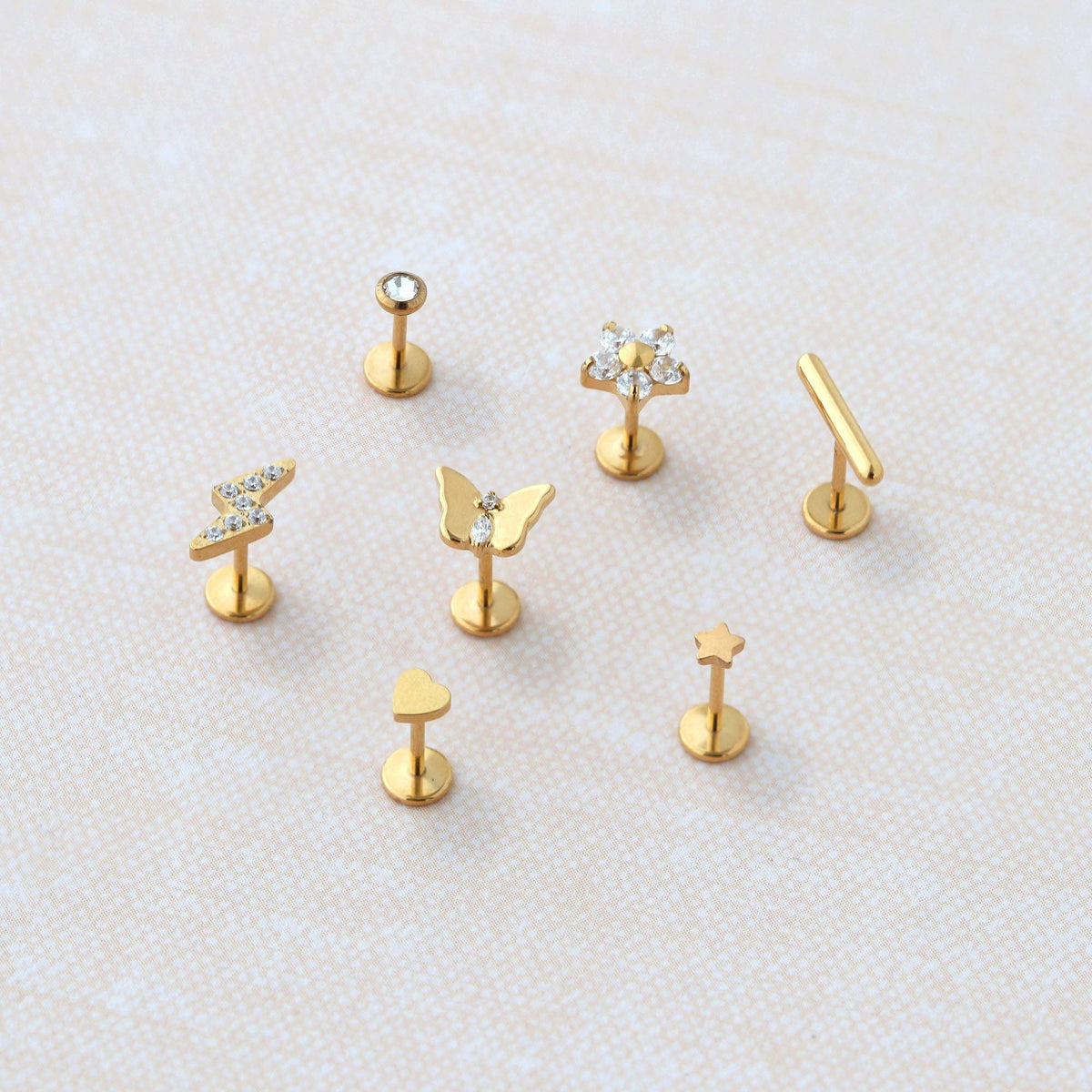 Classic Bezel Crystal Titanium Flat Back Threadless Stud Earring