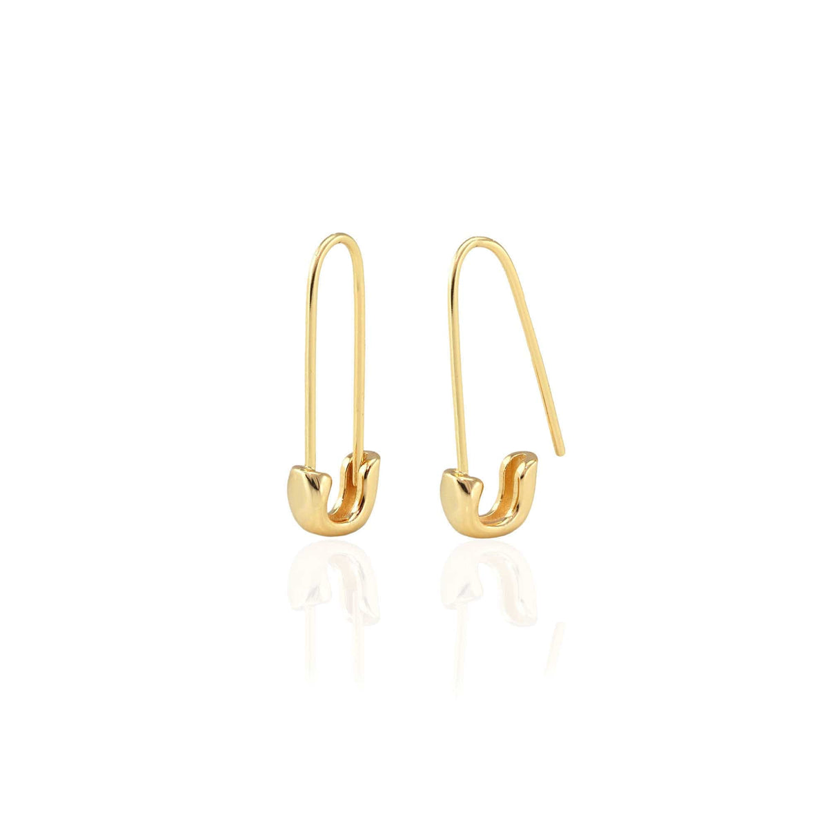 Classic Safety Pin Hoop Earrings in 18K gold vermeil, side view