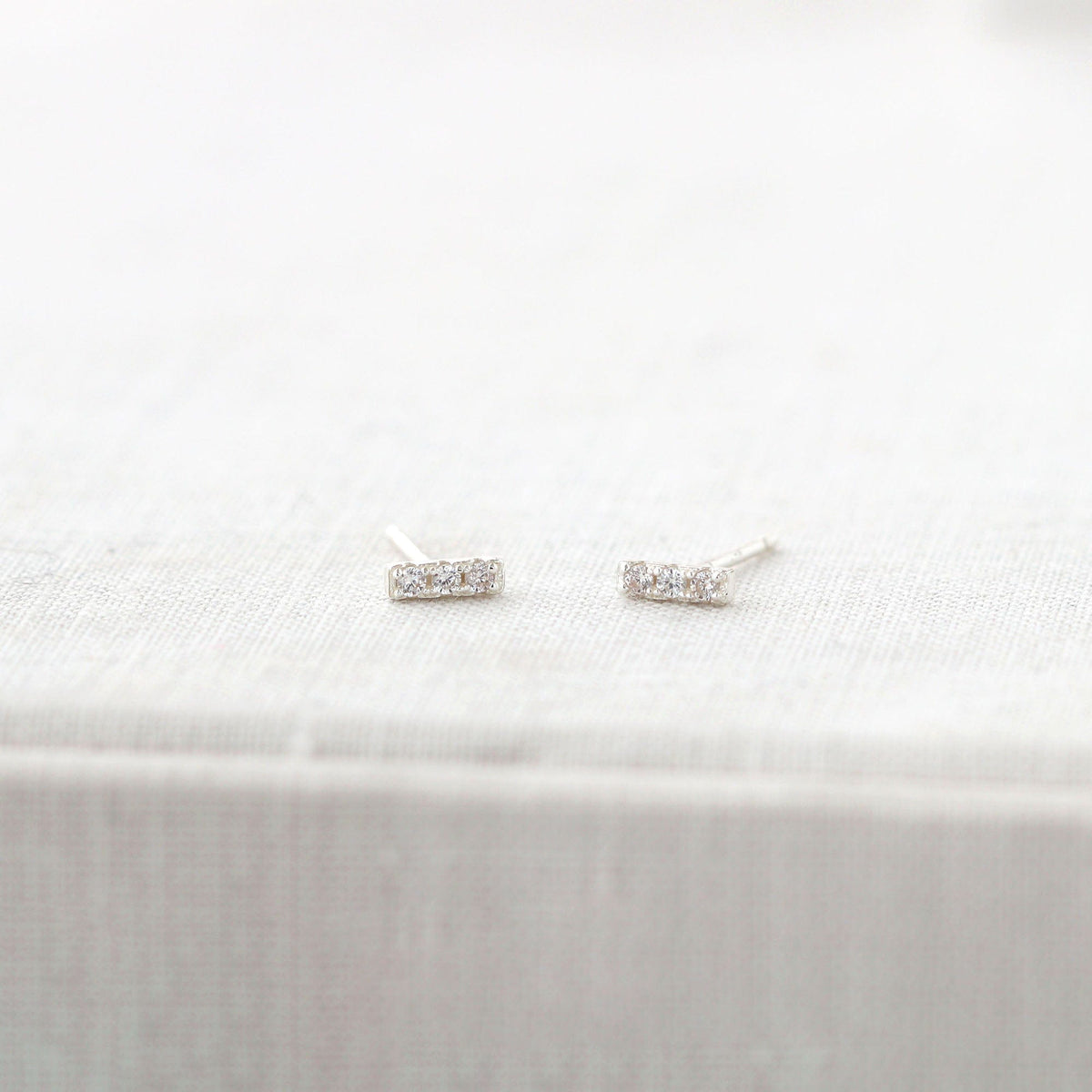 Bar Dash Crystal Stud Earrings in sterling silver