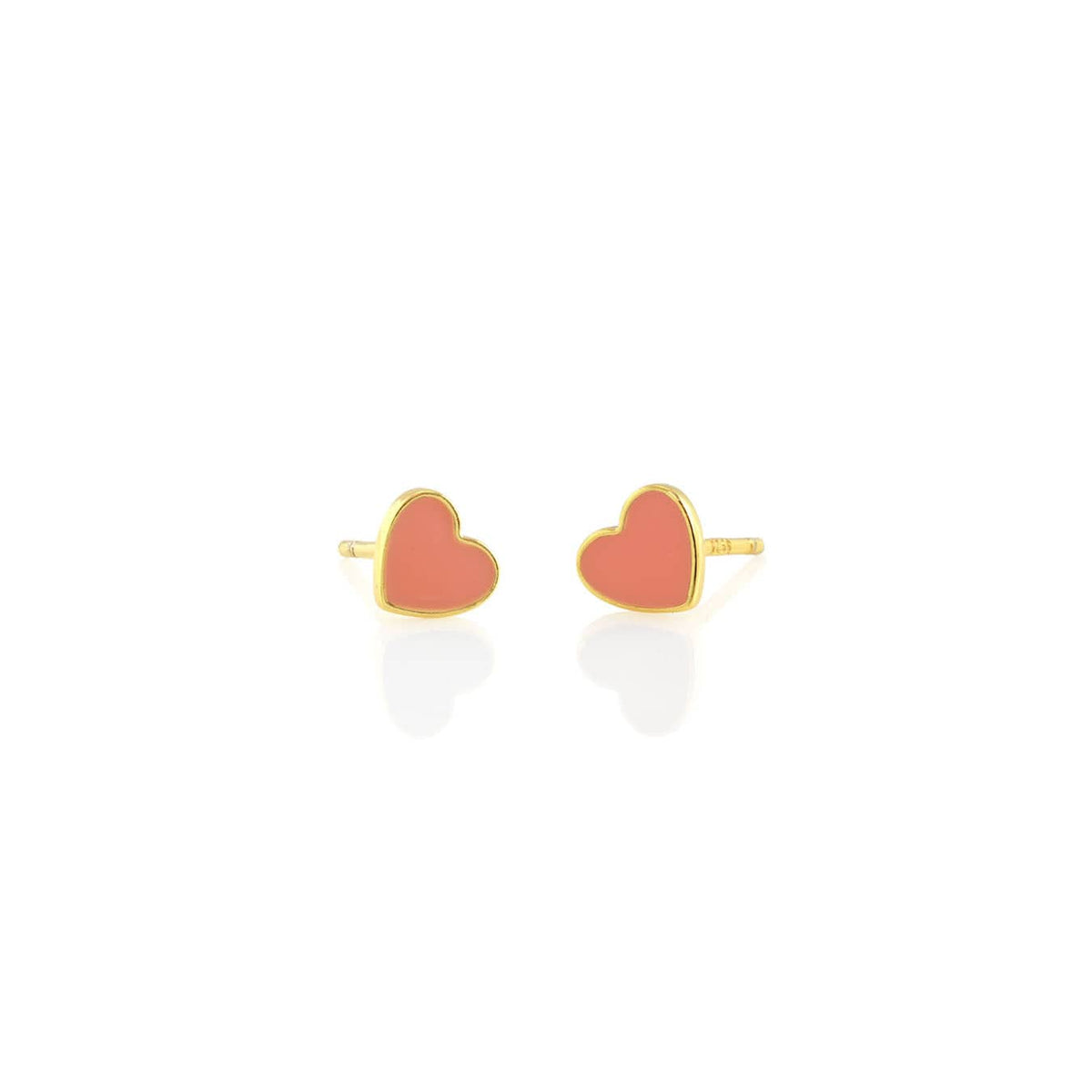 Pink Petite Heart Enamel Stud Earrings in 18K gold vermeil