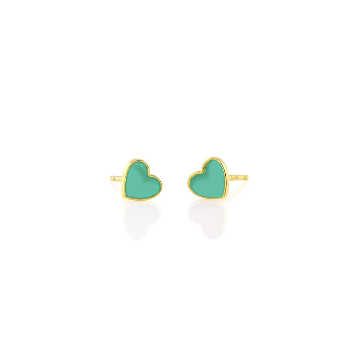 Turquoise Petite Heart Enamel Stud Earrings in 18K gold vermeil