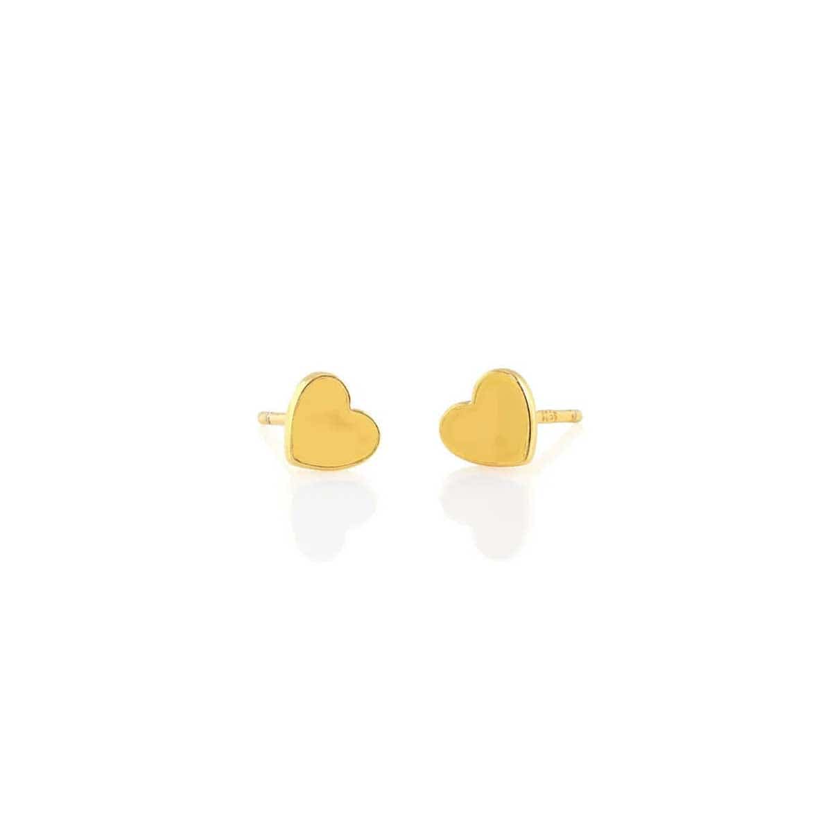 Yellow Petite Heart Enamel Stud Earrings in 18K gold vermeil