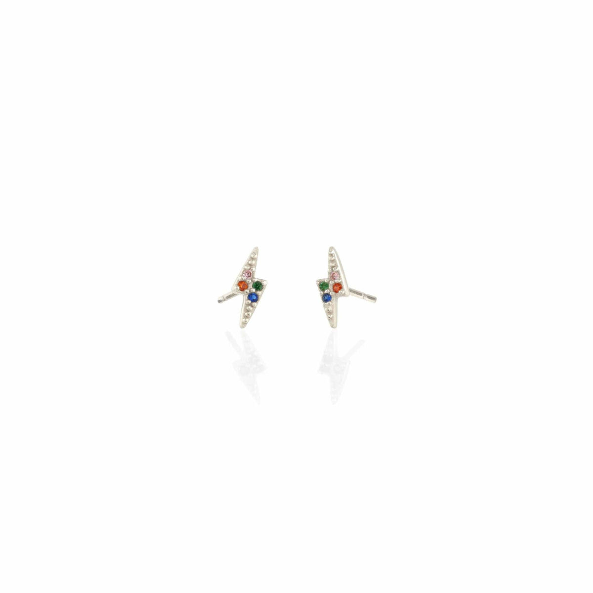 Lightning Bolt Rainbow Crystal Stud Earrings