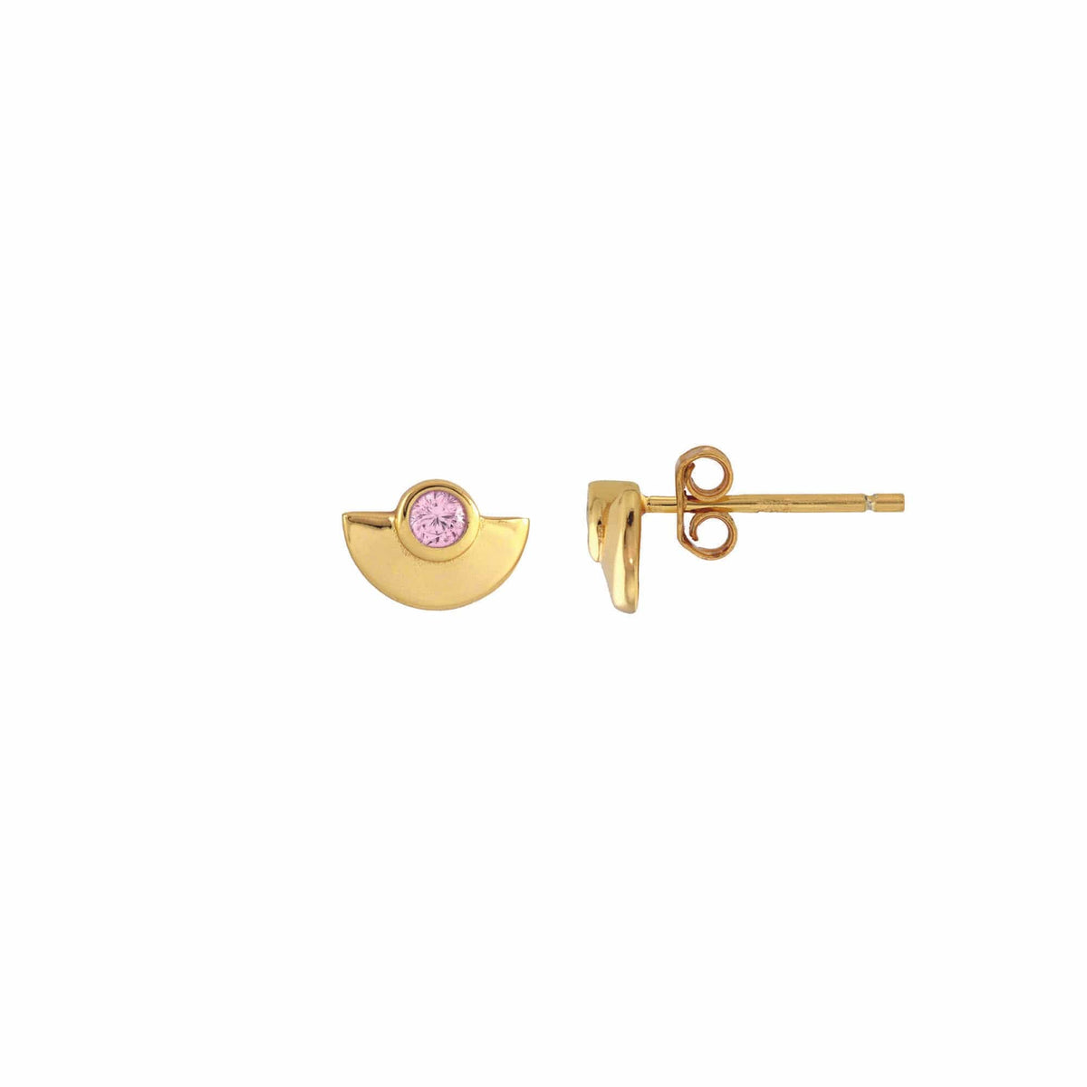Half Moon Crystal Stud Earrings - 2 Colors