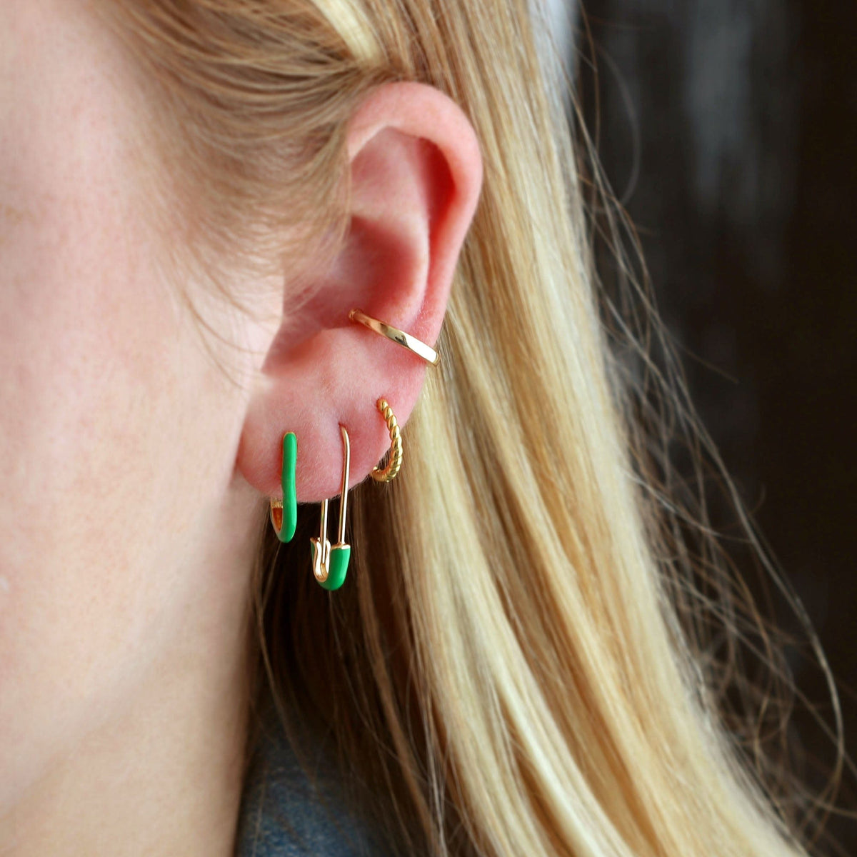 Safety Pin Enamel Earrings