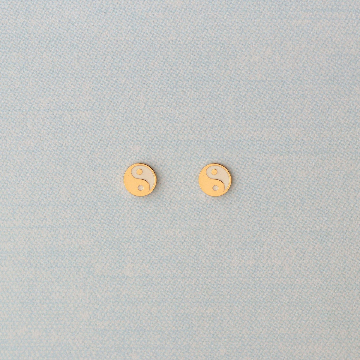 Yin and Yang White Enamel Stud Earrings