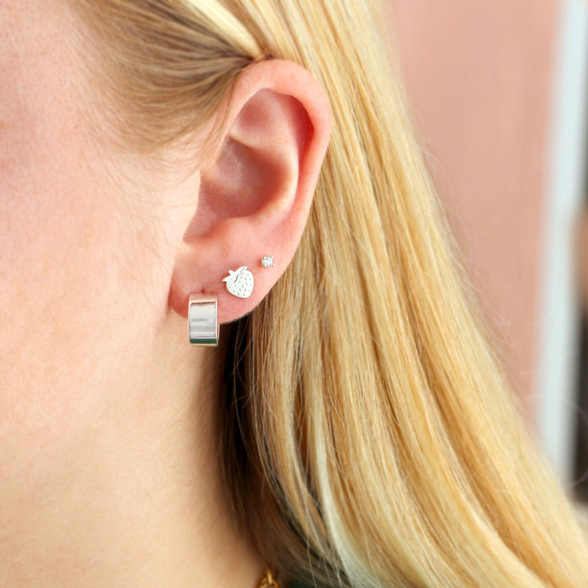Wide Huggie Hoop Earrings