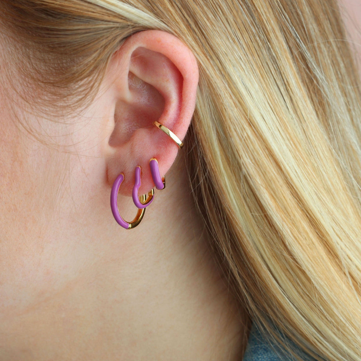 Gilded Enamel Hoop Earrings
