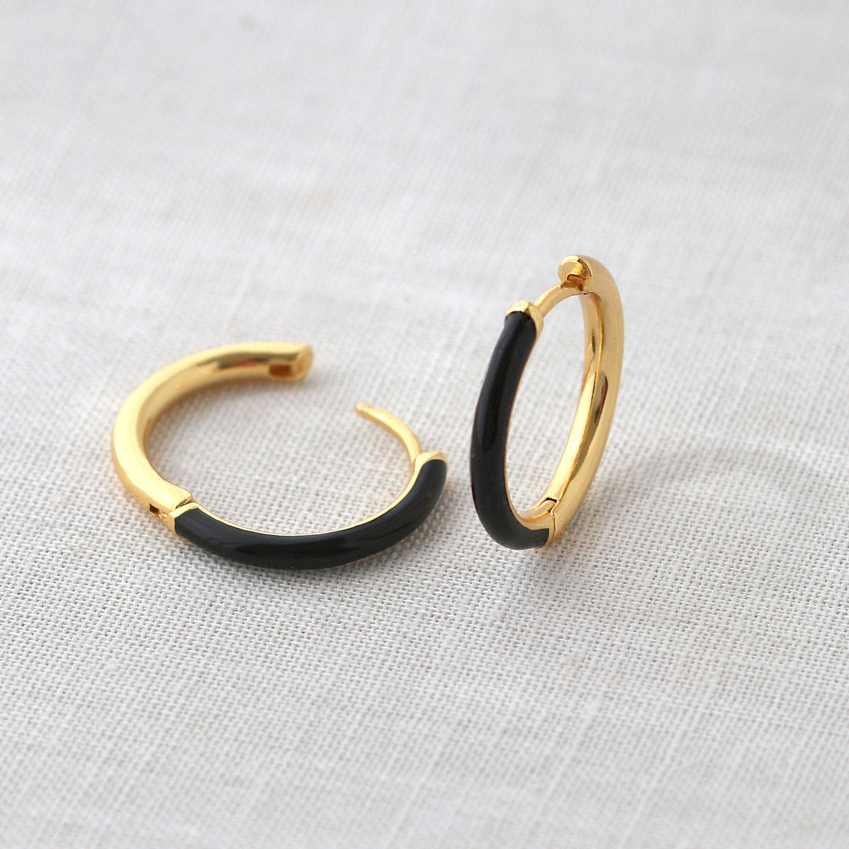 Gilded Enamel Hoop Earrings
