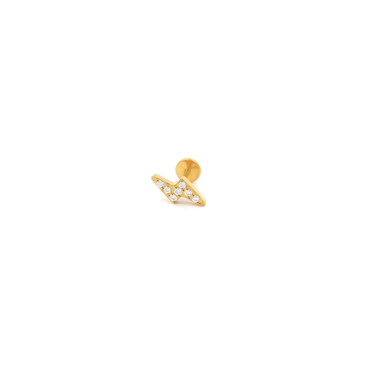 Lightning Bolt Crystal Titanium Flat Back Threadless Stud Earring