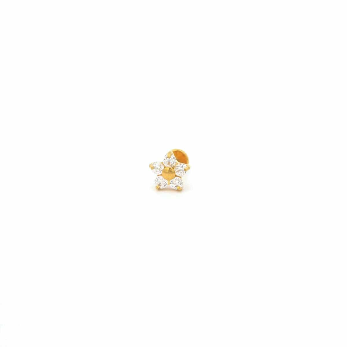 Flower Crystal Titanium Flat Back Threadless Stud Earring