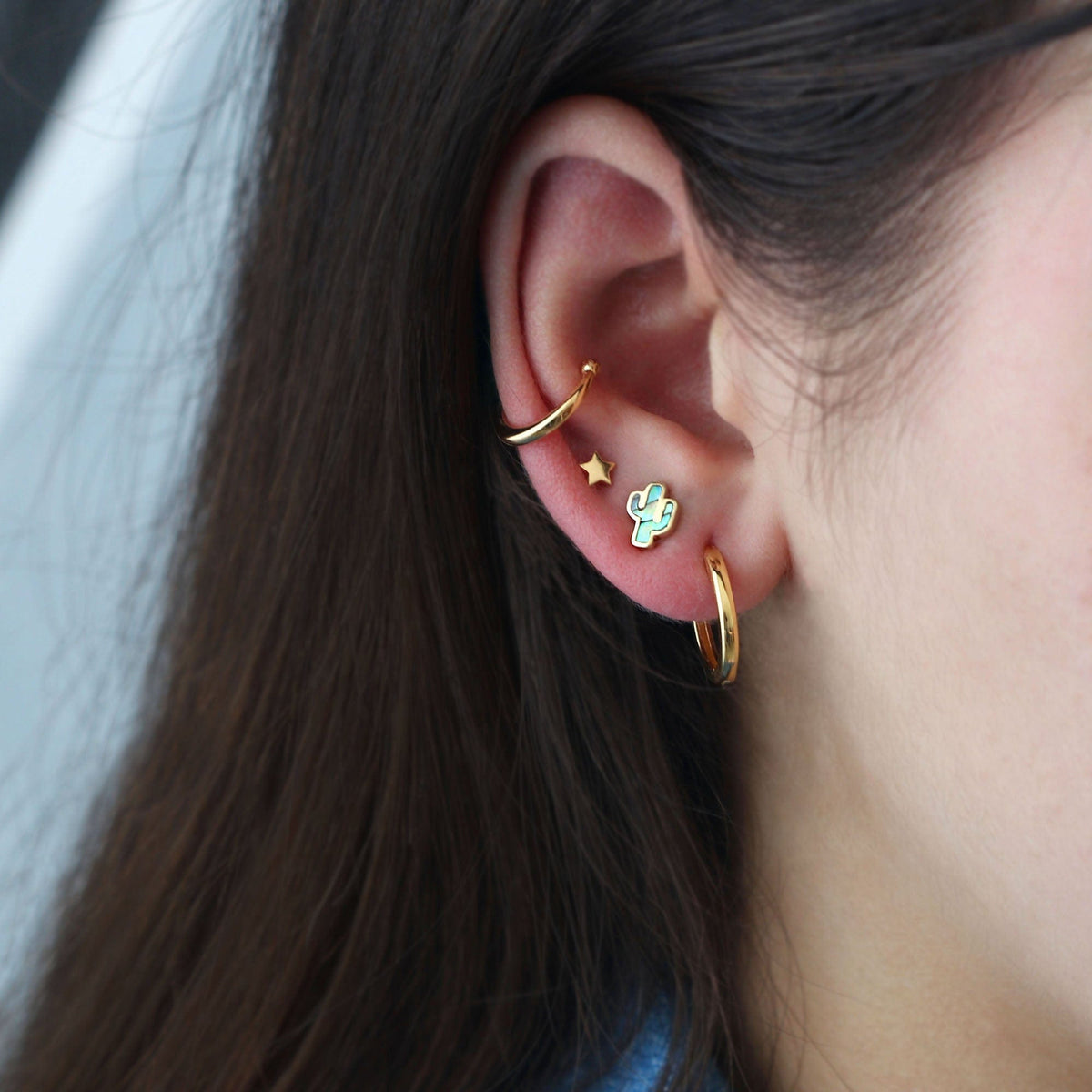 Abalone Cactus Stud Earrings