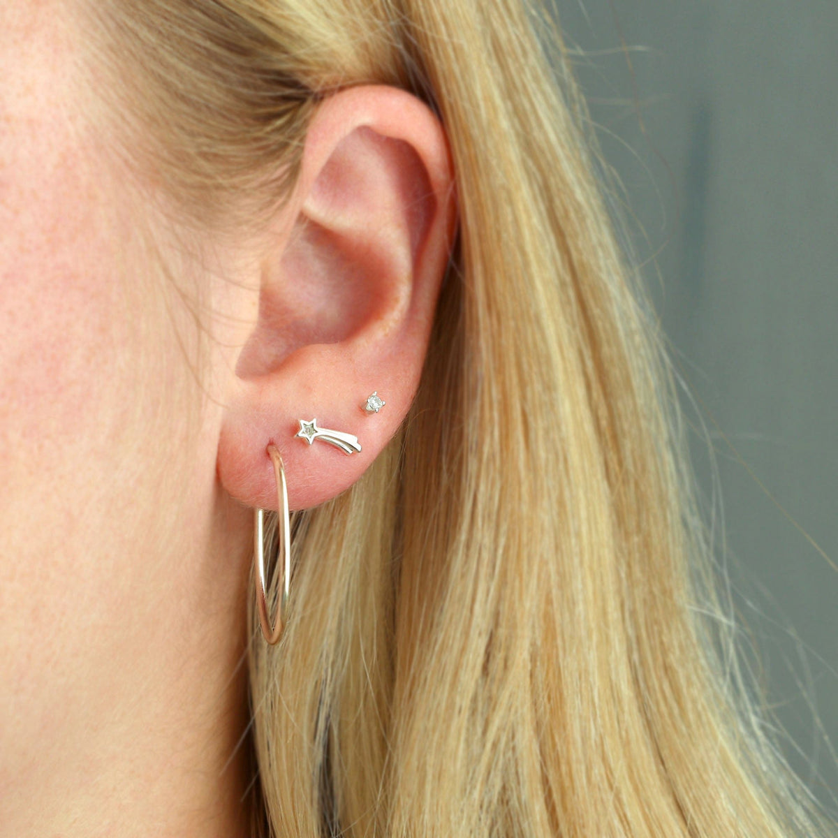Shooting Star with Crystals Stud Earrings