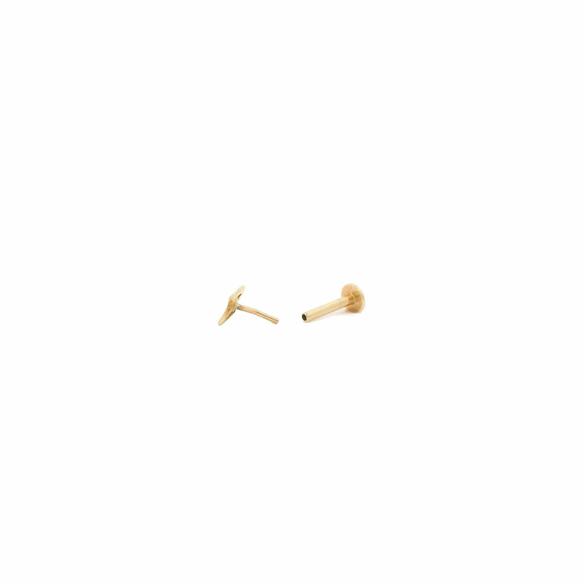 Lightning Bolt Flat Back Single Stud Earring in 14k Gold
