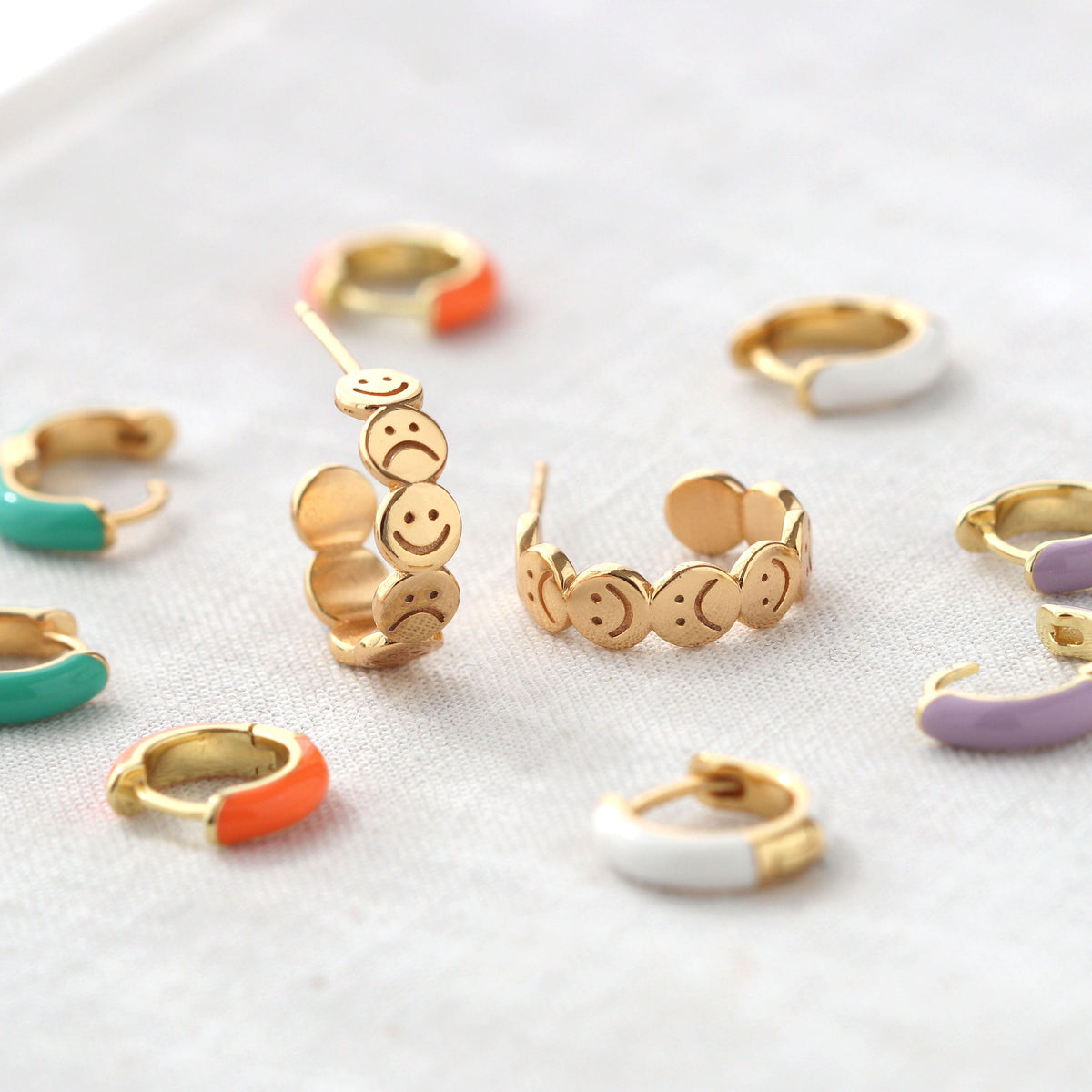 Happy and Sad Hoop Earrings