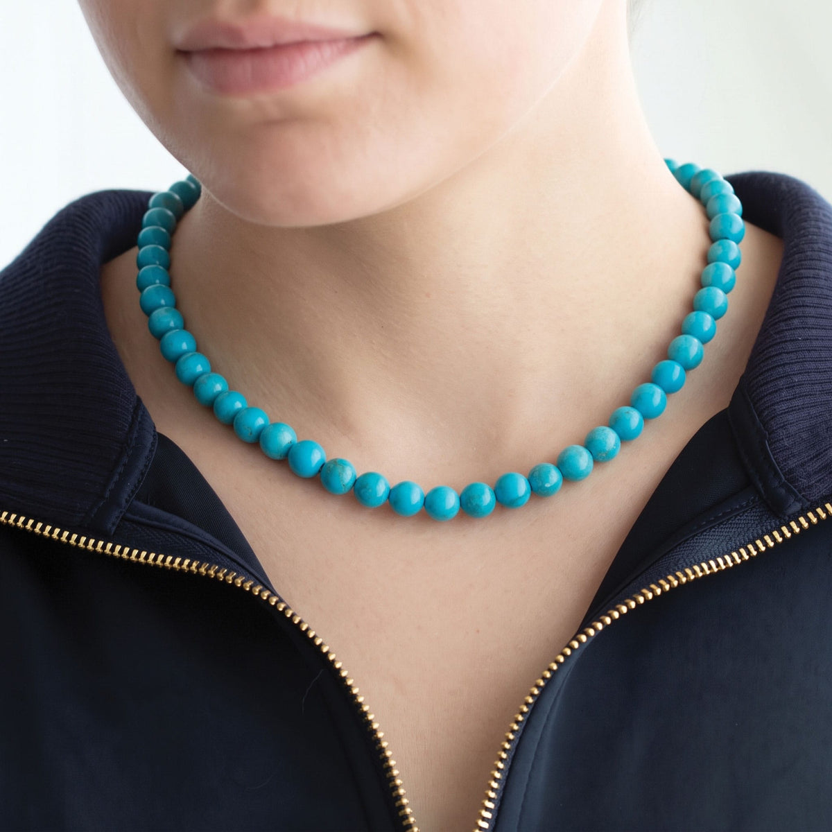 Turquoise Gemstone Baller Beaded Necklace