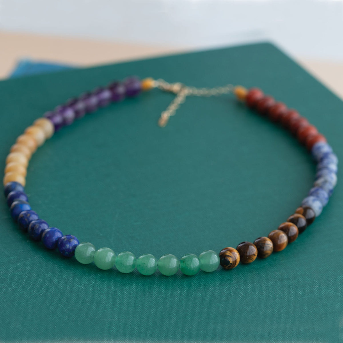 7 Chakra Gemstone Baller Beaded Necklace