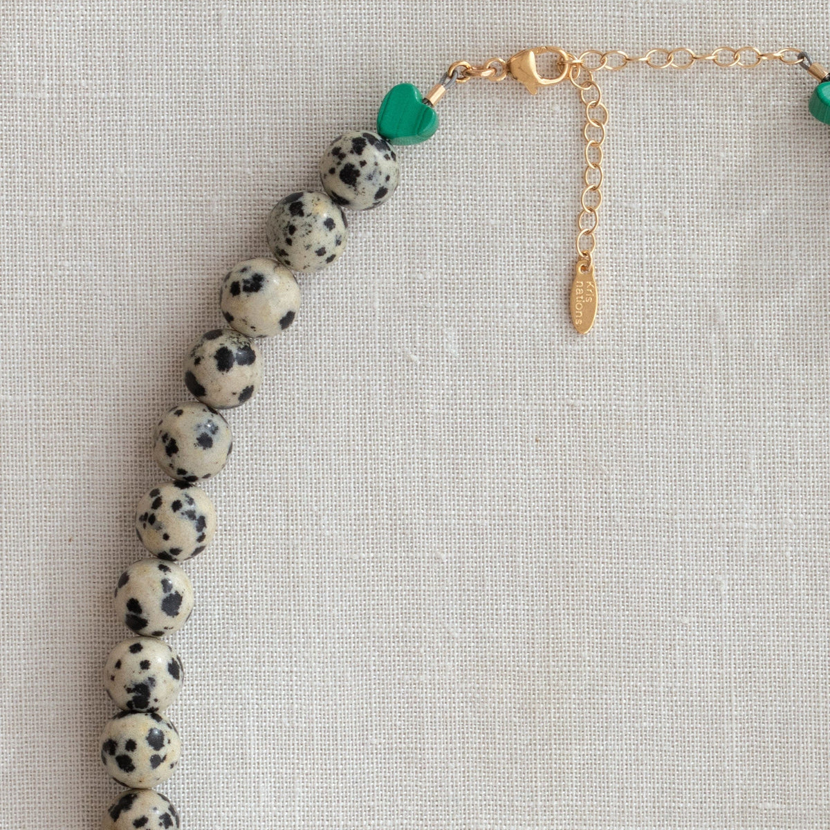 Dalmatian Jasper Gemstone Baller Beaded Necklace