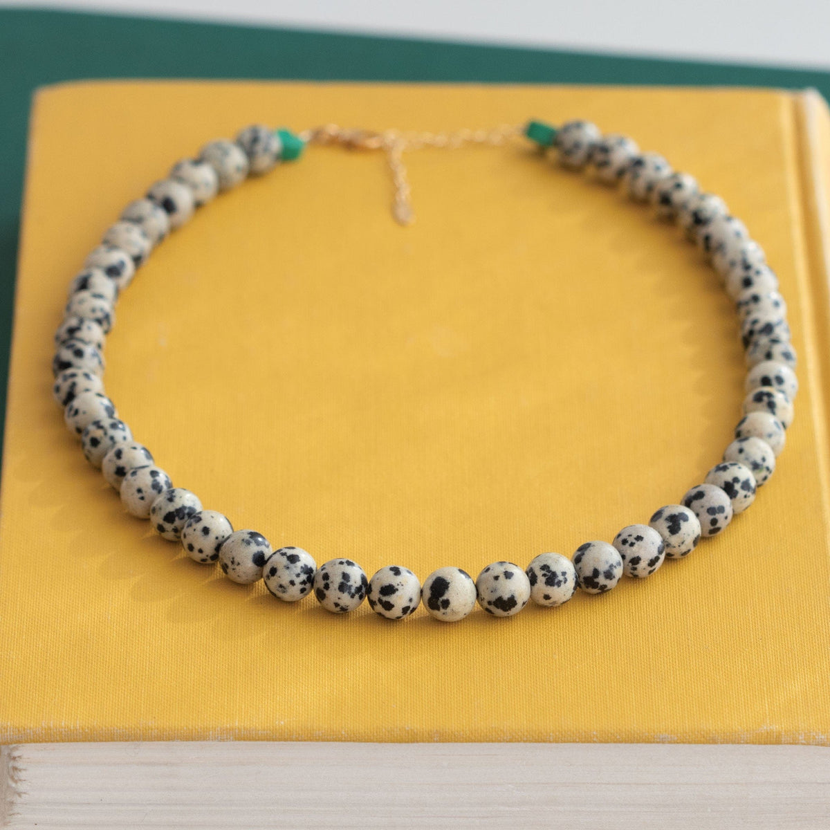 Dalmatian Jasper Gemstone Baller Beaded Necklace