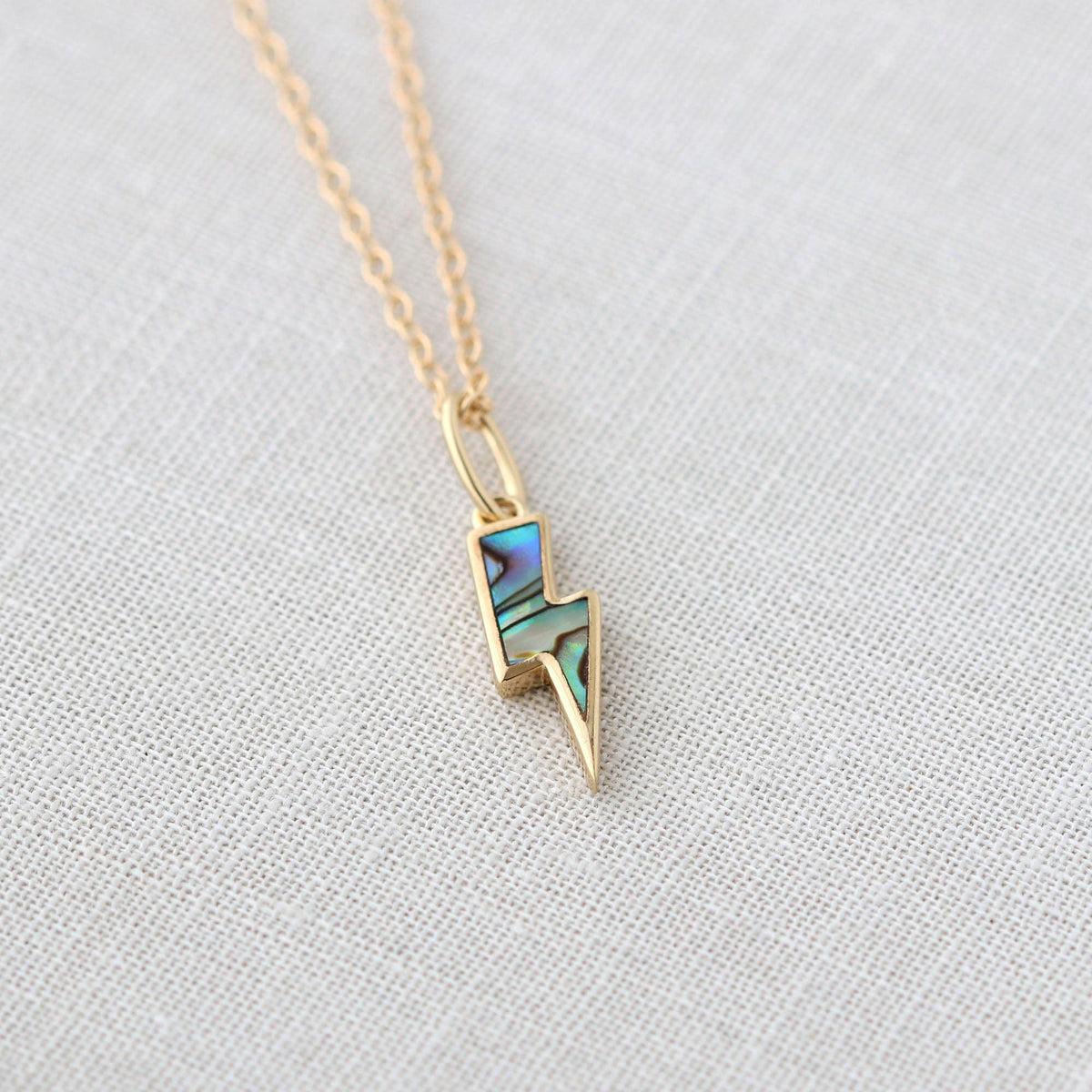 Abalone Lightning Bolt Charm Necklace