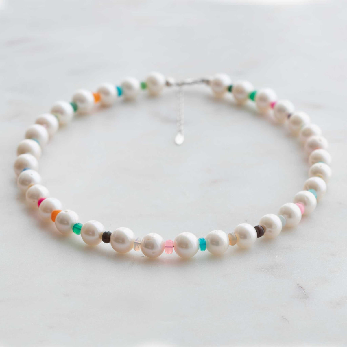 Freshwater Pearl & Multicolor Opal Necklace