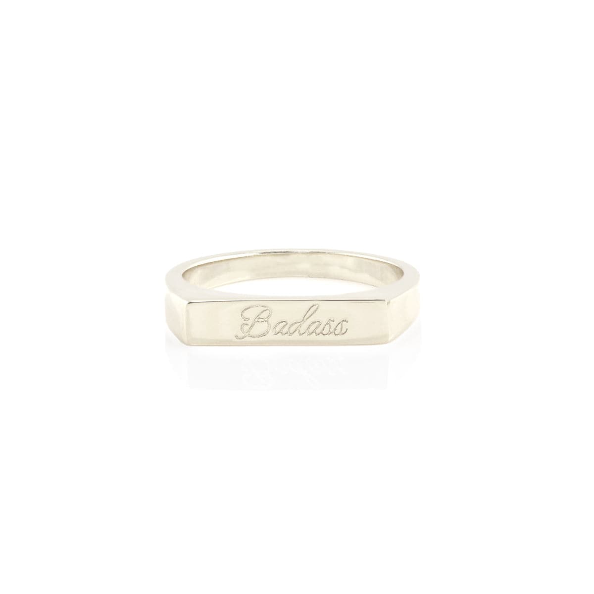 Badass Script Engraved Ring in sterling silver