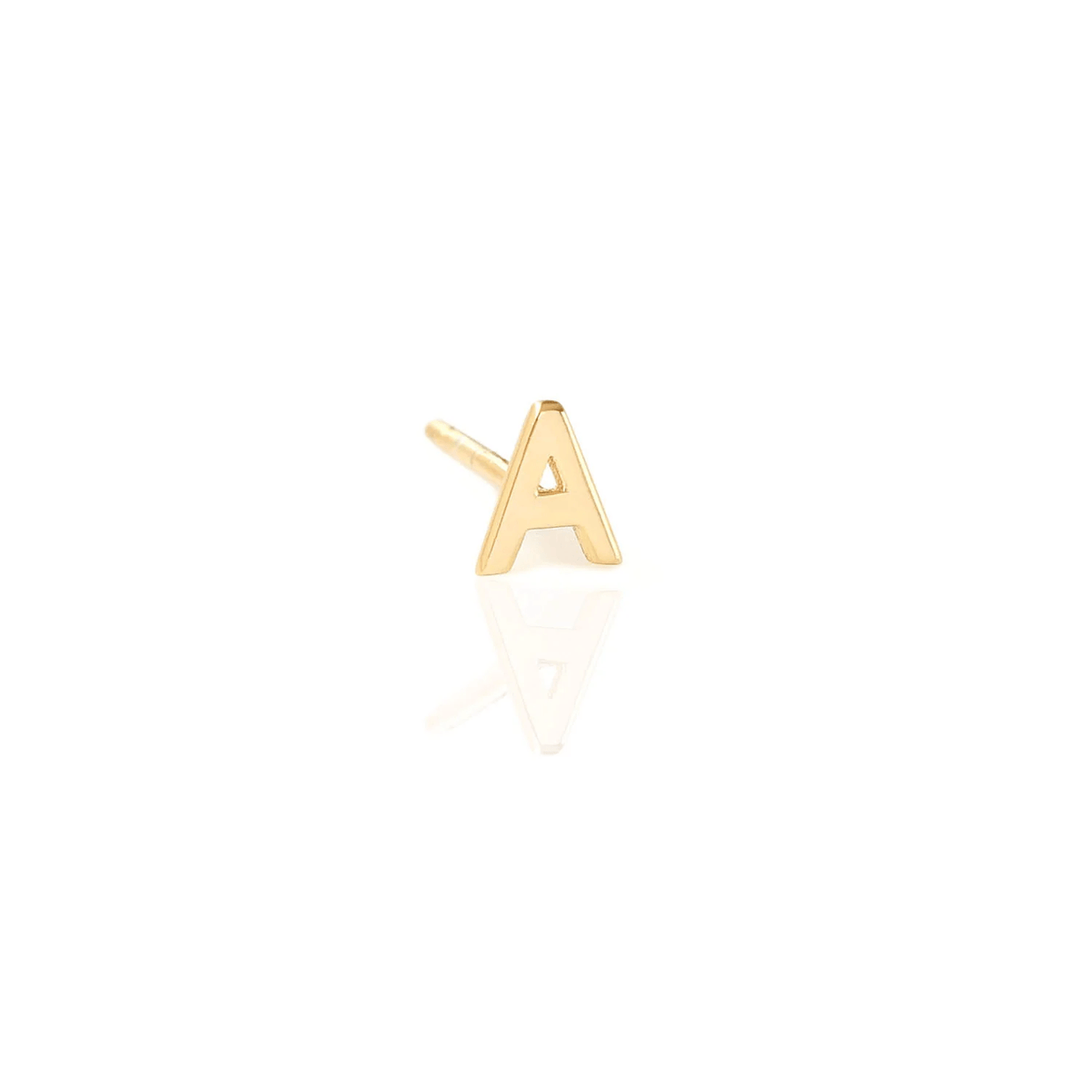 Single Letter Stud Earring, letter A, in 18K gold vermeil