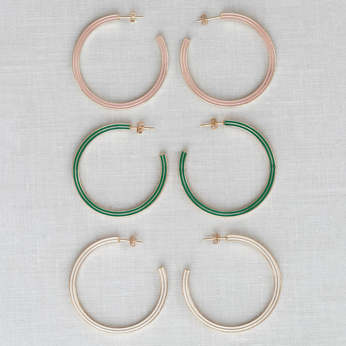 Gold Line Enamel Hoop Earrings