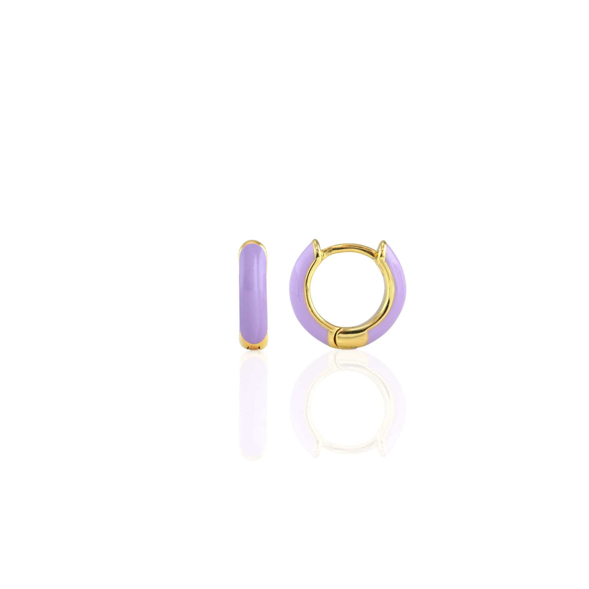 Periwinkle Enamel Huggie Hoop Earrings in 18K gold vermeil
