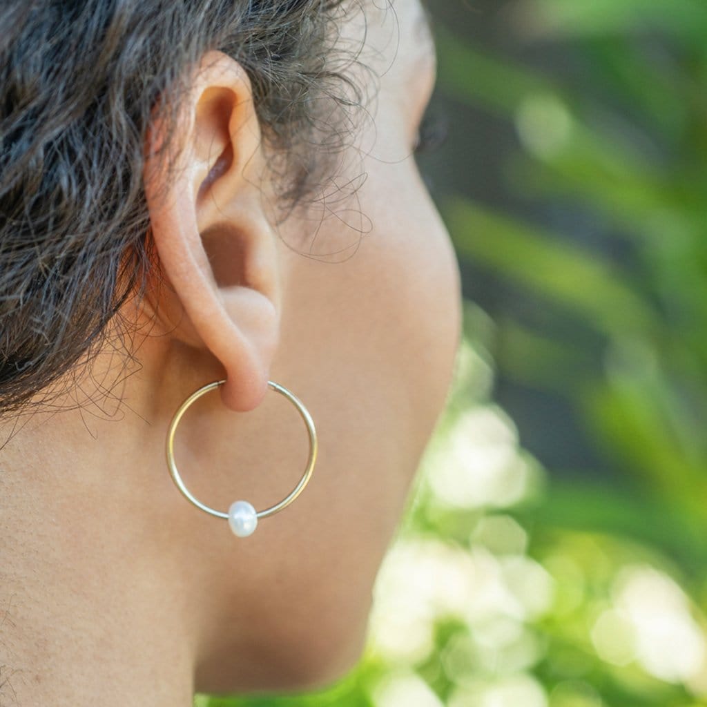 Freshwater Pearl Featherweight Hoop Earrings 