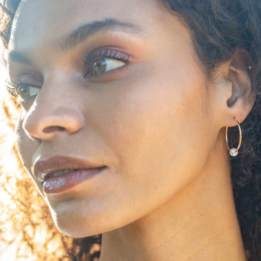 Freshwater Pearl Featherweight Hoop Earrings 