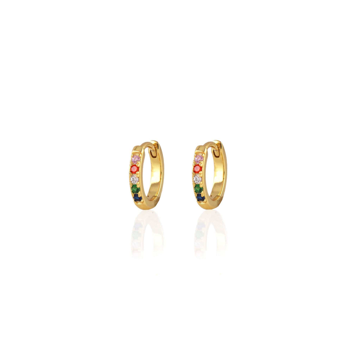 Rainbow Crystal 12mm Huggie Hoop Earrings