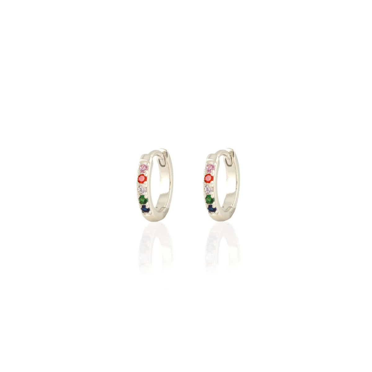 Rainbow Crystal 12mm Huggie Hoop Earrings