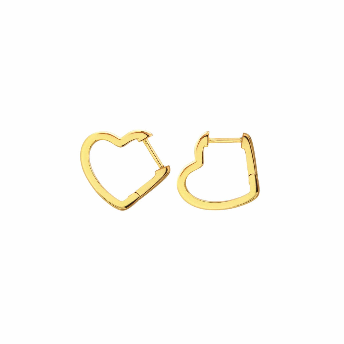 Open Heart Hinged Huggie Hoop Earrings