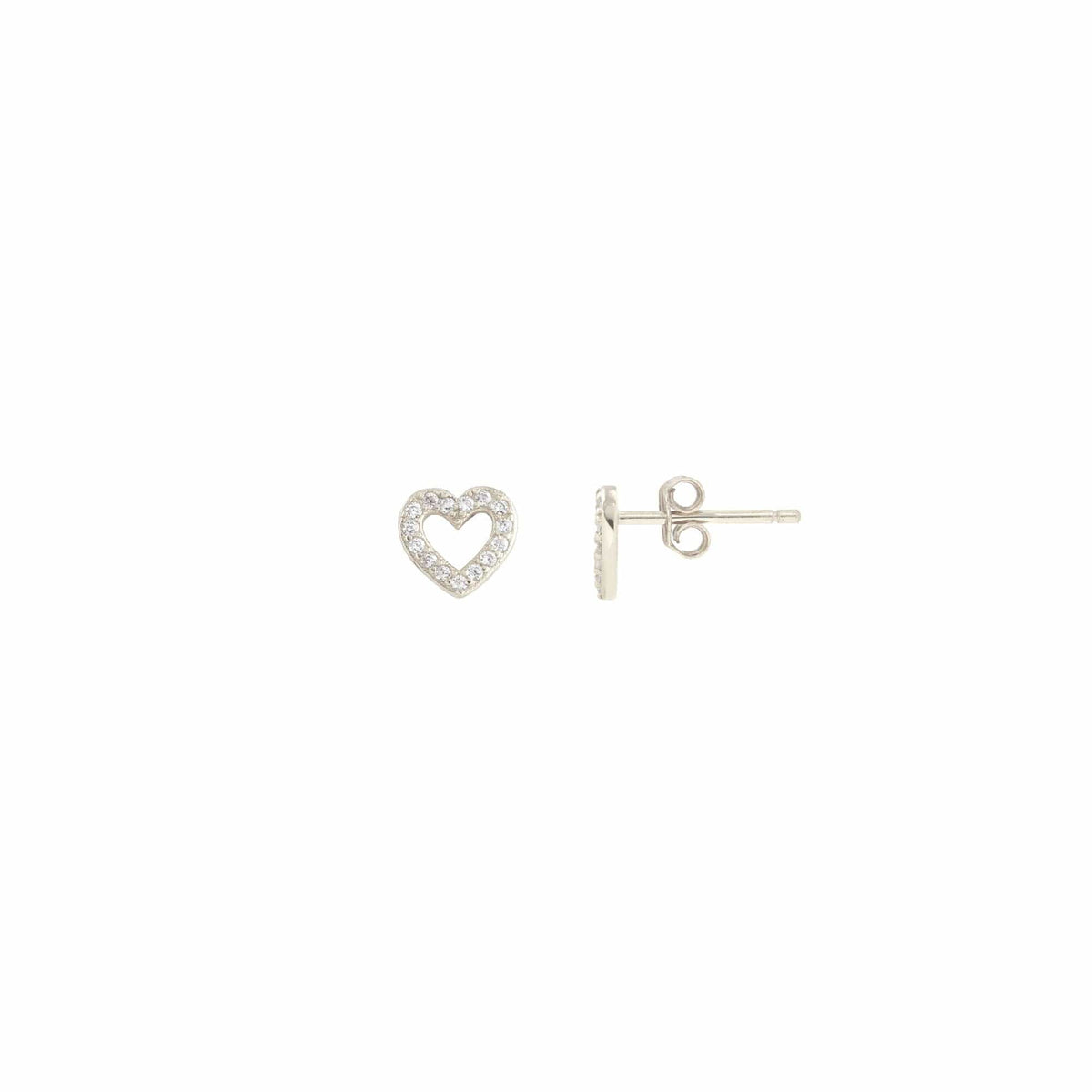 Heart Crystal Outline Stud Earrings