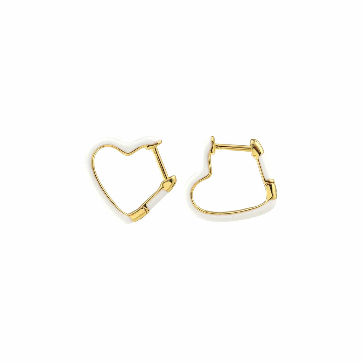 Open Heart Enamel Hinged Huggie Hoop Earrings