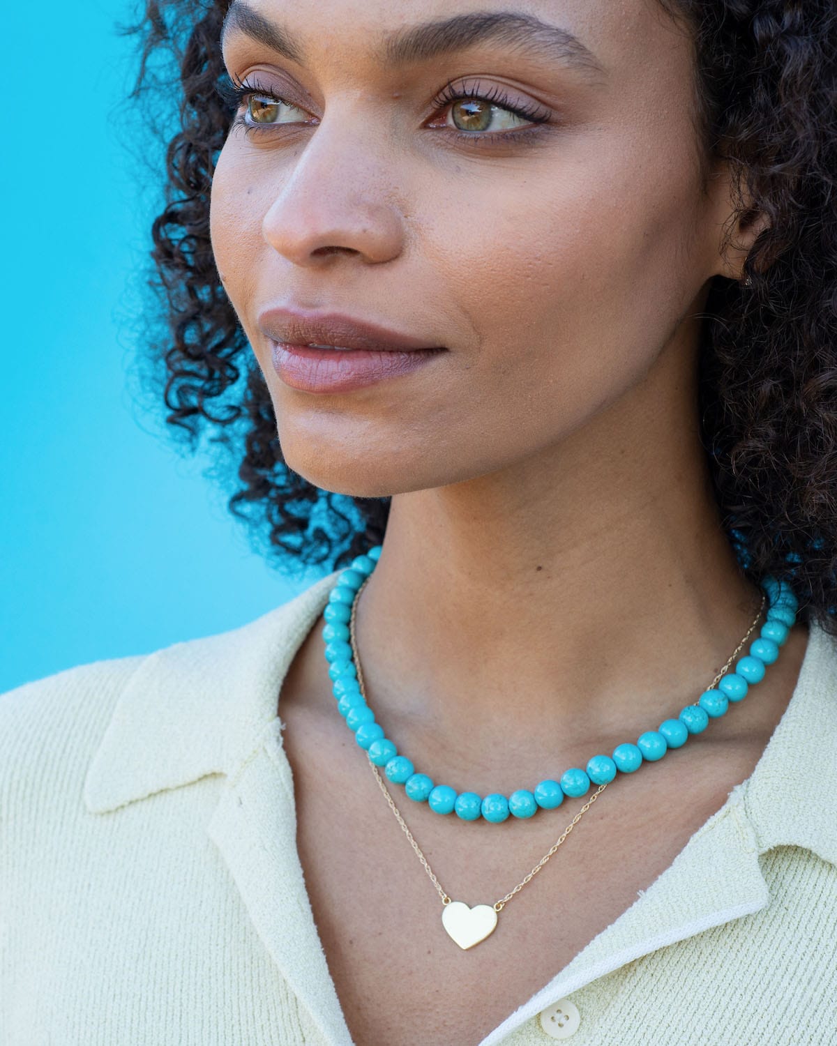 Turquoise Gemstone Baller Beaded Necklace