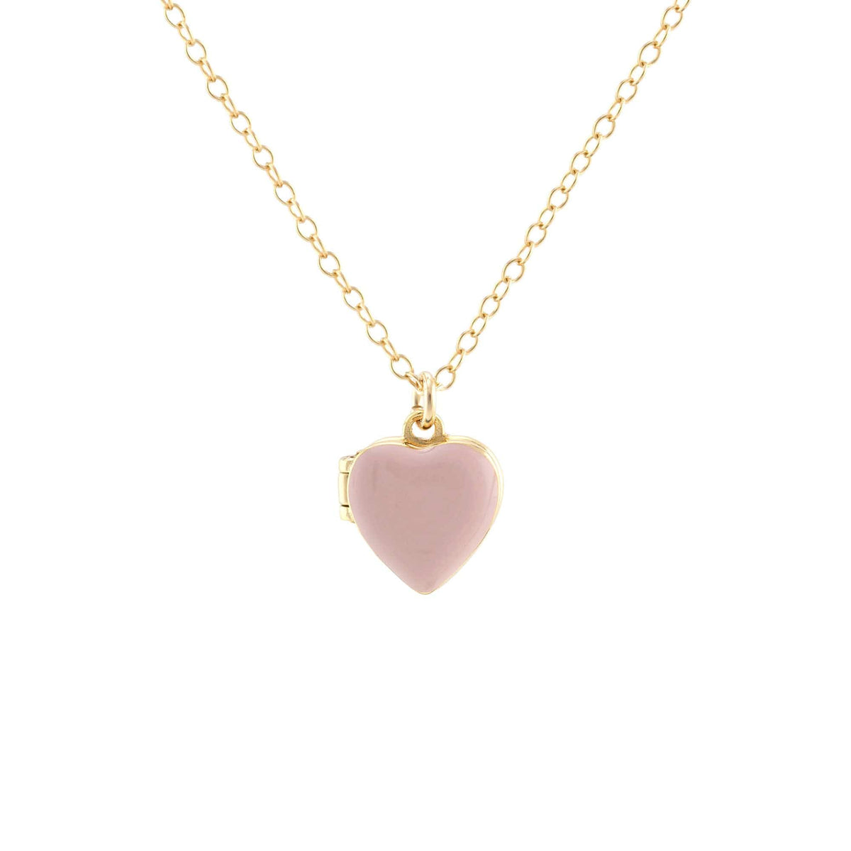 Pink Enamel Heart Locket on a gold chain