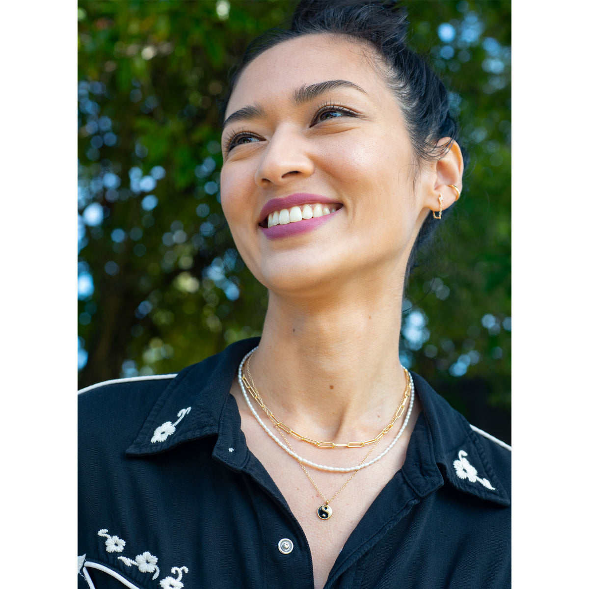Yin & Yang Enamel Charm Necklace